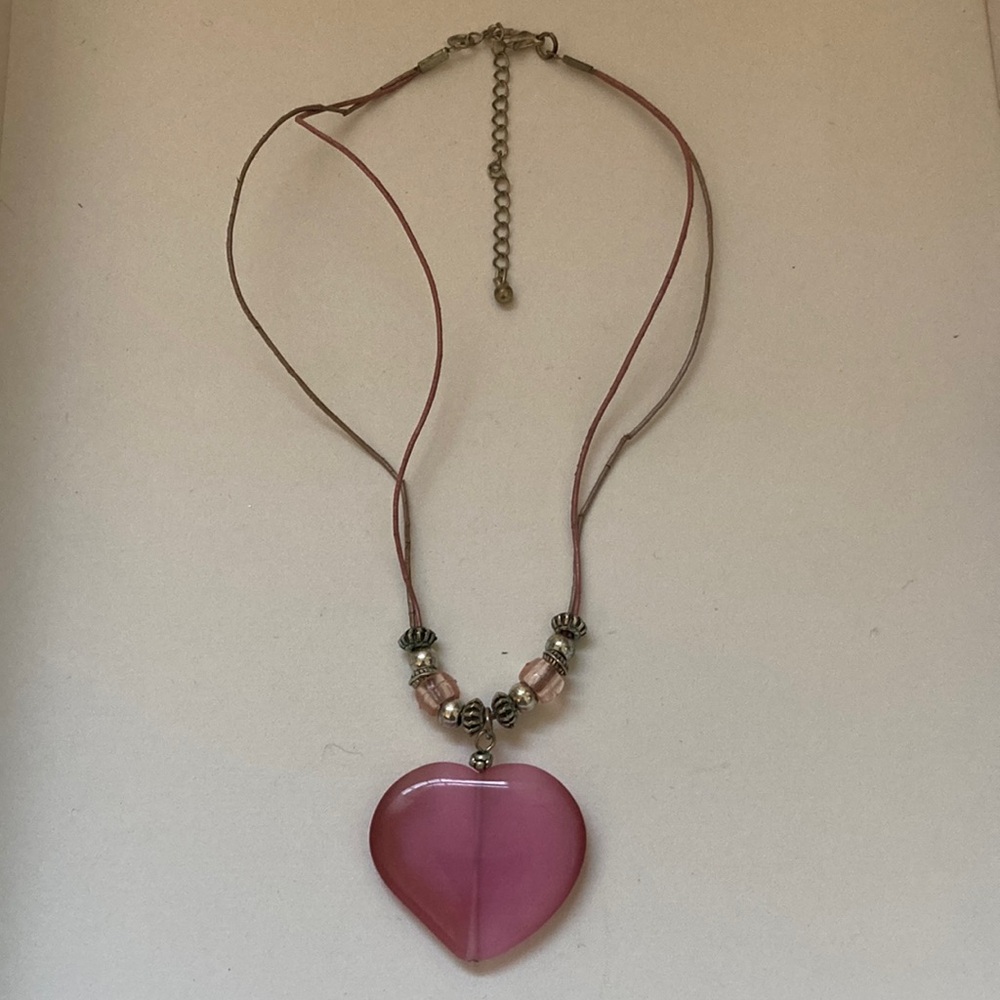 Vintage Pink Heart Pendant Necklace